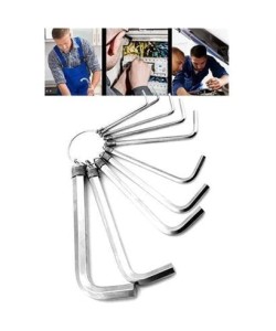 10 Parça Çelik Alyan Seti Kısa Düz Köşe Alyan Anahtar Takımı