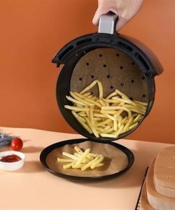 100 Adet  Air Fryer Pişirme Kağıdı Tek Kullanımlık Hava Fritözü Yuvarlak Delikli Model
