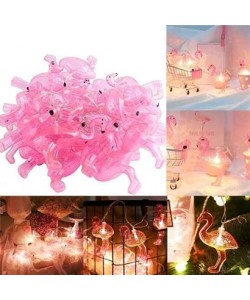 BUFFER® 10lu Pilli Led Flamingo Dekoratif Işık Zinciri Aydınlatma 1,5 Mt