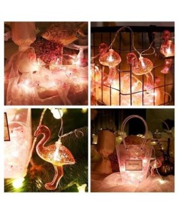 BUFFER® 10lu Pilli Led Flamingo Dekoratif Işık Zinciri Aydınlatma 1,5 Mt