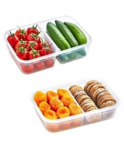 BUFFER® 2 Bölmeli Sızdırmaz Contalı Kilitli Kapaklı 1 Litre Erzak Saklama Kabı -LC505