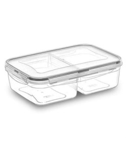 BUFFER® 2 Bölmeli Sızdırmaz Contalı Kilitli Kapaklı 1 Litre Erzak Saklama Kabı -LC505