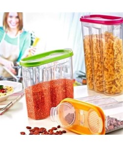 BUFFER® 2 Kapaklı Ölçekli Erzak Kuru Gıda Saklama Kutusu Kabı 2,4 Litre-SA940