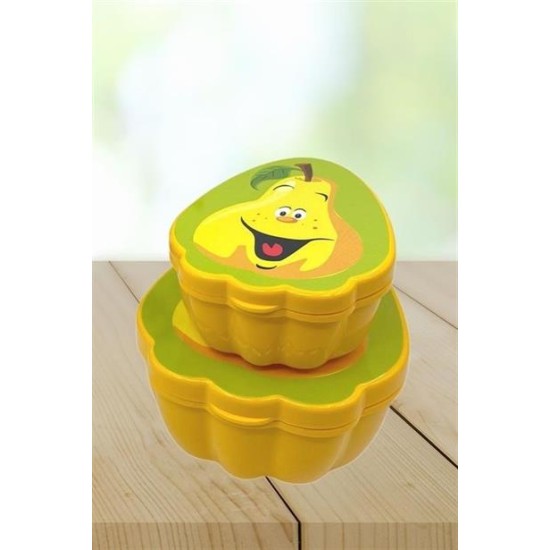 BUFFER® 2'li İç İçe Geçebilen Armut Model Saklama ve Beslenme Kabı Seti (550 ml + 250 ml)