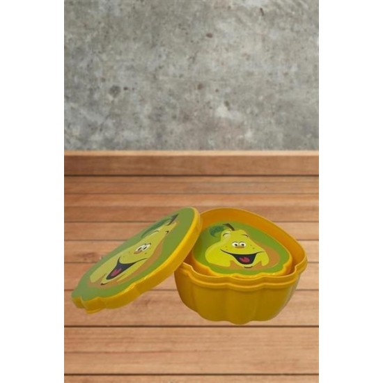 BUFFER® 2'li İç İçe Geçebilen Armut Model Saklama ve Beslenme Kabı Seti (550 ml + 250 ml)