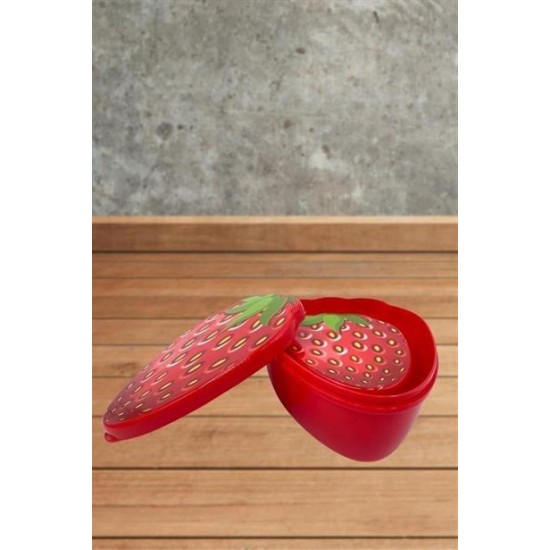 BUFFER® 2'li İç İçe Geçebilen Çilek Model Saklama ve Beslenme Kabı Seti (550 ml + 250 ml)