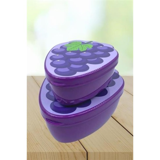 BUFFER® 2'li İç İçe Geçebilen Üzüm Model Saklama ve Beslenme Kabı Seti (550 ml + 250 ml)