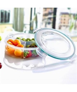 BUFFER® 3 Bölmeli Sızdırmaz Contalı Kilitli Kapaklı 1,35 Litre yuvarlak Erzak Saklama Kabı LC-500