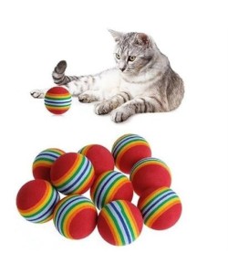 Buffer® 3lü Gökkuşağı Sünger Kedi Köpek Çiğneme Oyun Topu 4,2 cm