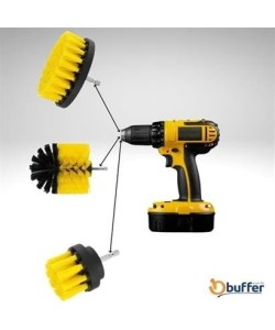 BUFFER® 3lü Matkap Ucu Banyo Küvet Duşakabin Araba Tekerliği Koltuk Yıkama Temizleme Fırçası Seti
