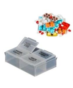 BUFFER® 4 Öğün Günlük Hap İlaç Saklama Taşıma Kutusu İlaç Hatırlatıcı