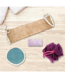 BUFFER® 4 Parçalı Banyo Duş Lifi Seti Vücut Sırt Yüz Lifi Ponza Taşı