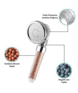 BUFFER® %50 Su Tasarruflu ve Arıtmalı Doğal Taşlı Banyo El Duş Başlığı