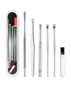 BUFFER® 6 Parça Paslanmaz Çelik Kulak Balmumu Toplayıcı Çıkarıcı Temizleyici Bakımı Çubuk Seti