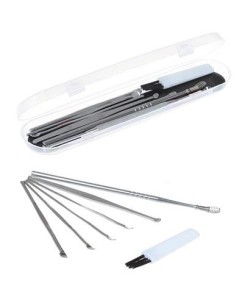 BUFFER® 6 Parça Paslanmaz Çelik Kulak Balmumu Toplayıcı Çıkarıcı Temizleyici Bakımı Çubuk Seti