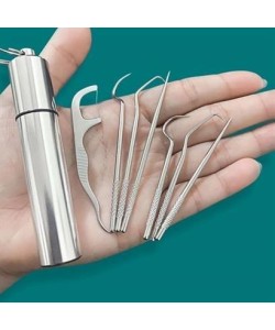 BUFFER® 7 Parça Paslanmaz Çelik Ağız Diş Tartar Sökücü Temizlik Bakım Seti