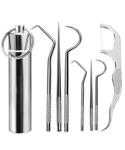 BUFFER® 7 Parça Paslanmaz Çelik Ağız Diş Tartar Sökücü Temizlik Bakım Seti