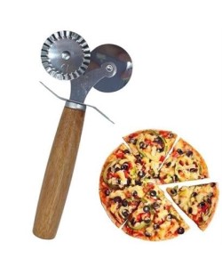BUFFER® Ahşap Saplı 2li Hamur Kesme Ruleti Düz ve Dalgalı Pizza Börek Kesici Aparatı