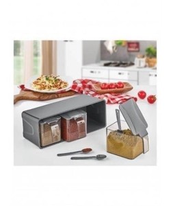 BUFFER® Baharat Düzenleyici 3lü Plastik Kapaklı Baharatlık Seti