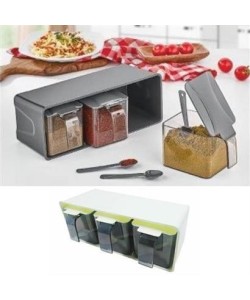 BUFFER® Baharat Düzenleyici 3lü Plastik Kapaklı Baharatlık Seti