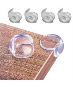 BUFFER® Bebek Çocuk Yumuşak ve Esnek Dairesel Şeffaf Yapışkanlı Güvenlik Köşe Koruyucu (4 Adet)