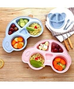 BUFFER® Bebekler İçin Araba Şeklinde Sevimli Mama Tabağı Çocuk Tabldot