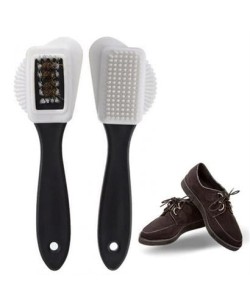 BUFFER® Çift Taraflı Pratik Taşınabilir Süet Nubuk Deri Çizme Bot Ayakkabı Temizleme Bakım Fırçası