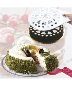 BUFFER® Dekoratif Desenli Pasta Süsleme Şablonu ve Pasta Taşıma Aleti