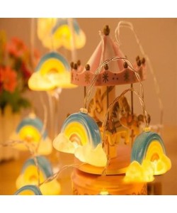 BUFFER® Dekoratif Şirin Gökkuşağı Pilli İp Şerit Led Işık Gece Lambası