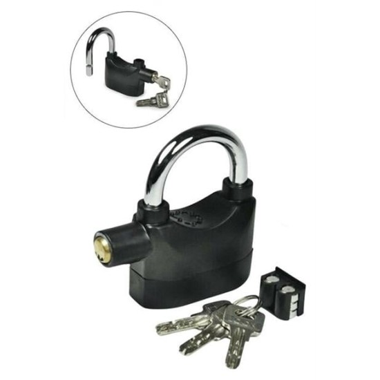 BUFFER® Desibel Siyah Alarmlı Çok Fonksiyonlu Ekstra Güvenlikli Kare Asma Dolap Kilidi