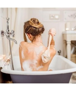 BUFFER® Doğal At Kılı Selülit Karşıtı Sapı Çıkabilen Ahşap Banyo Fırçası