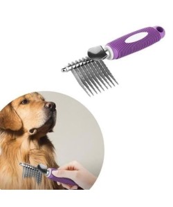 BUFFER® Düğüm Açıcı Pet Fırçası Emniyetli Uzun ve Çelik Dişli Kedi Köpek Tüy Kıtık Açma Tarağı
