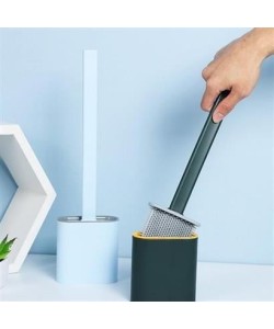 BUFFER® Duvara Monte Edilebilir Kapaklı Askılı Klozet Yumuşak Silikon Başlıklı Tuvalet Fırçası Seti