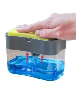 BUFFER® İkisi Bir Arada  Basmalı Pratik Sıvı Sabunluk Pompası ve Bulaşık Yıkama Süngeri Haznesi