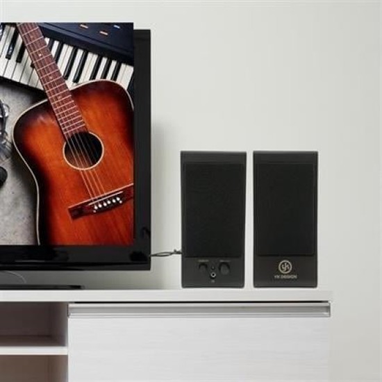 BUFFER® Kablolu Aux Girişli Her PC Uyumlu  1+1 HiFi Ses Sistemi Stereo Multimedya Dijital Hoparlör