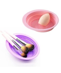 BUFFER® Katlanabilir Silikon Makyaj Fırça Temizleme Matı Makyaj Aleti Yıkama Pedi Kurutma Standı
