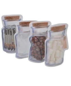 BUFFER® Kavanoz Görünümlü Kilitli Poşet Çıtçıtlı ve Pratik Torba 4 Adet