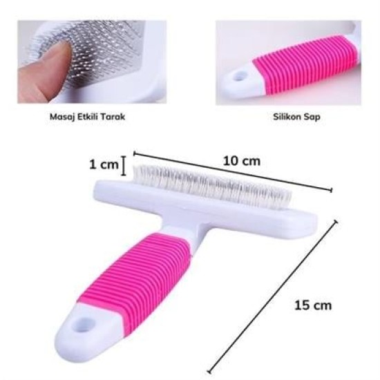 BUFFER® Kedi Köpek Telli Küçük Boy Tüy Bakım Seti Evcil Hayvan Tarama Fırçası