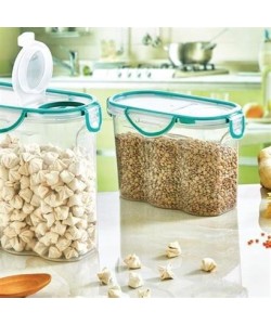 BUFFER® Kilitli Kapaklı Contalı Hava,Su Sıvı Geçirmez 1,2 Litre Erzak Saklama Kabı-SA580