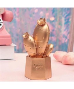 BUFFER® Led Işıklı Sevimli Kaktüs Dekoratif Masa Lambası Mini Biblo Gece Lambası Gold