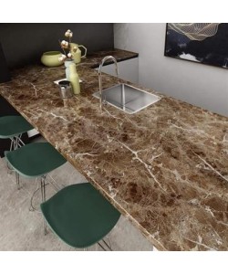 BUFFER® Mermer Desenli Masa Tezgah Mutfak Su Geçirmez Yapışkanlı Folyo Sticker  Kahverengi 5x0,6m