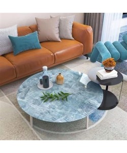 BUFFER® Mermer Desenli Masa Tezgah Mutfak Su Geçirmez Yapışkanlı Folyo Sticker Mavi 5x0,6m