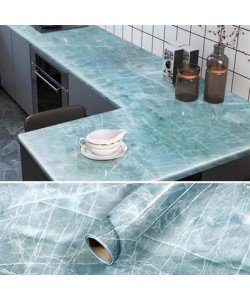 BUFFER® Mermer Desenli Masa Tezgah Mutfak Su Geçirmez Yapışkanlı Folyo Sticker Mavi 5x0,6m