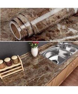 BUFFER® Mermer Desenli Masa Tezgah Mutfak Su Geçirmez Yapışkanlı Folyo Sticker  Kahverengi 5x0,6m