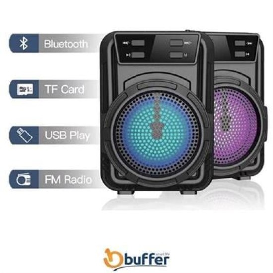 BUFFER® Mini Işıklı Hoparlör Bluetooth Wireless Hoparlör Yüksek Ses Hoparlör