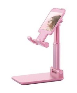 BUFFER® Pembe Aynalı Cep Telefonu Sabitleyici Stand Katlanabilir Ayarlanabilir Telefon Standı
