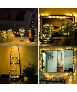 BUFFER® Peri Led Işık 10 Metre (Sarı) Pilli Aydınlatma Şerit Led Saçak Spot Süsleme