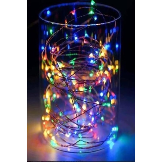 BUFFER® Pilli Renkli Peri Led Işık Dekoratif Aydınlatma 5 Metre RGB Led