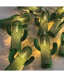 BUFFER® Pilli Yeşil Kaktüs Led Işık Zinciri Dekoratif Süs Aydınlatması