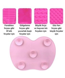 BUFFER® Pratik Kolay Makyaj Fırçası Temizleme Matı Aparatı Aleti Küçük